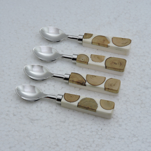 Ensemble de 4 cuillères à thé en résine et en acier inoxydable pour ustensiles de cuisine et dessus de table dans un ensemble de couverts en vrac - Product Image 5