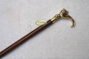 Shisham-bastón de madera con incrustaciones de latón para caminar, accesorio para caminar de la mejor calidad, con mango de gato de incrustación de latón - Product Image 2