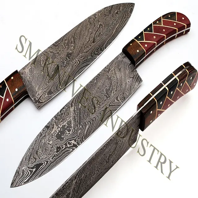 Best Choice of Custom Hand Made Damascus Kitchen Chef Knife (smk1141) DAMASCUS Steel Carbon Steel Sustainable