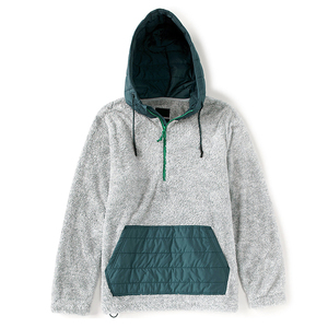 Sudadera bordada personalizada Lisa informal OEM, Sudadera con capucha de algodón polar con media cremallera para mujer, sudadera con hombros caídos - Product Image 3