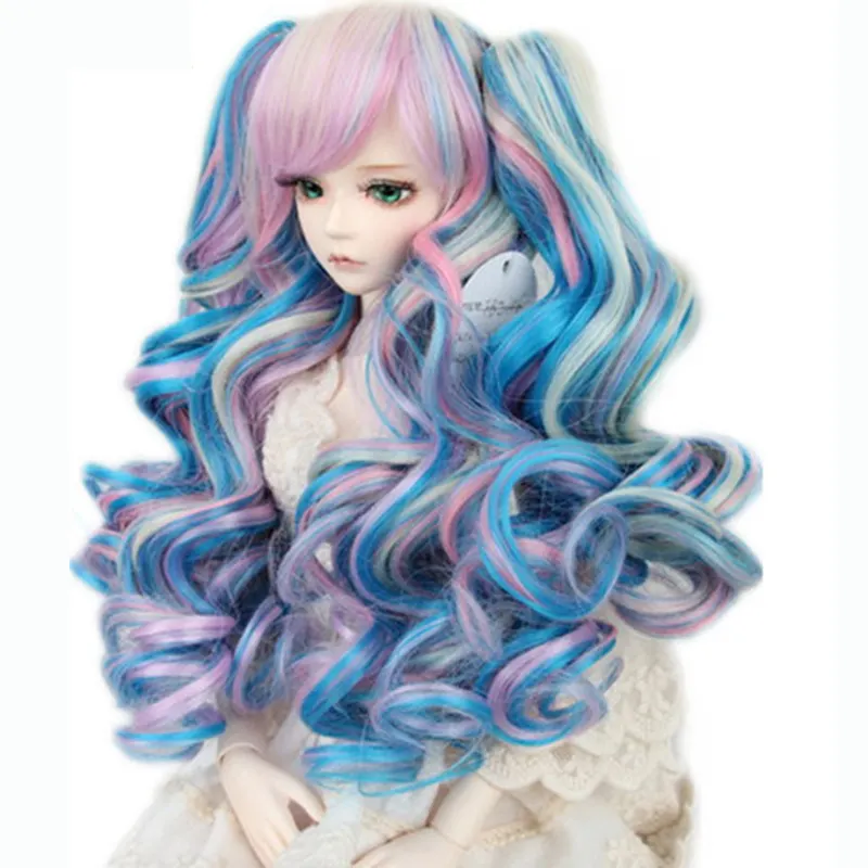 Color Mixed Beautiful Lolita Styling Cute Fashion Bjd Doll Wigs with Ponytails for Girls