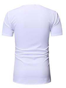 OEM Haute Qualité Nouveau Design Vêtements Décontractés Couleur Unie Épaule Imprimé T-shirt Nouveau Design Maille Imprimée Chemises - Product Image 4