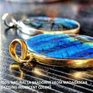 Colgante de cobre con diseño de flor de labradorita para hombre, collar de lujo con diseño de flor de labradorita, con diseño de lobo - Product Image 3