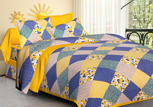 Colcha King Size Estampado floral Sanganeri Algodón Impreso moderno Sábana con funda de almohada Estampado Jaipuri por Consignadores indios - Product Image 2