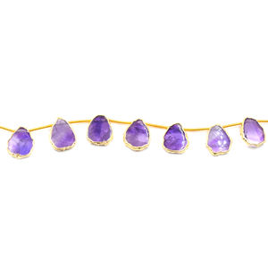 Pierre naturelle améthyste plaquée or 14k/18k, forme irrégulière, perçée sur le côté, 10 perles, accessoires de bijoux - Product Image 2