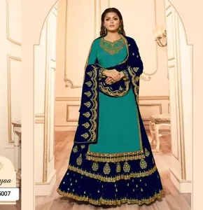 Новое дизайнерское тяжелое вышитое индийское платье в Пакистанском Стиле шарара гарара сальвар камиз с дупаттой