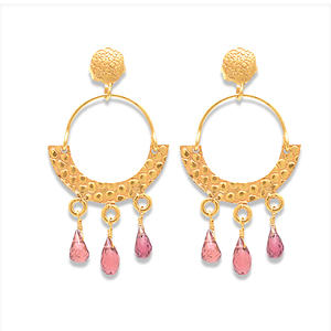 Boucles d'oreilles en argent sterling 925 faites à la main grenat pierres précieuses plaqué or bijoux de fête à la mode avec réglage de lunette numéro - Product Image 2