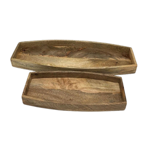 Plateau de service rectangulaire en bois, vaisselle de qualité supérieure, ensemble de 2 plateaux de service de tailles différentes - Product Image 1