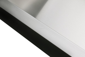 Évier de cuisine rectangulaire à cuve unique autoportant JKY blanc et gris, modèle UPC Farm SS-R3118SX, finition brossée, montage sous plan, un trou, certifié CUPC - Product Image 4