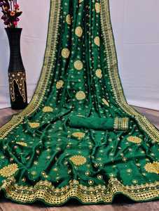 Saree-blusa bordada de seda para mujer, ropa de fiesta femenina, de color marrón, el mejor, venta al por mayor - Product Image 3