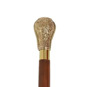 독점적 인 품질을 가진 노인을위한 양각 디자인 황동 금도금 손잡이 지팡이
