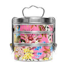 King Internacional-tiffin indio redondo de acero inoxidable, soporte para comida con mango, 3 niveles de capacidad, estampado a color - Product Image 2