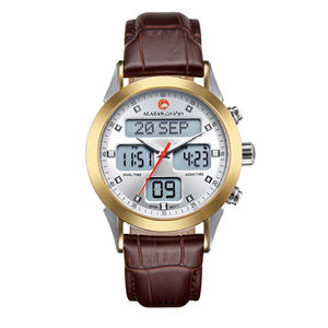 Orologio da Polso Islamico Al Fajr con Bussola Qibla, Impermeabile, in Pelle e Acciaio Oro Rosa, per Uomo Musulmano - Product Image 5