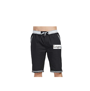 Pantalones cortos informales con cordón para hombre, Shorts de playa con cordón, 60% algodón, 35% Lino, 5% licra, a la moda - Product Image 3