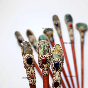 Bâtons pour cheveux en argile polymère, 30 pièces, labradorite naturelle, druse, boucles d'oreilles, déodorant en cristal, accessoires capillaires pour femmes - Product Image 6