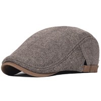 Casquette en laine Vintage pour hommes, chapeau plat avec visière ajustable, de grande taille, épaisse et chaude, à chevrons, décontracté, avec rayures, nouvelle collection hiver