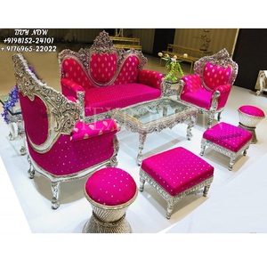 Antique Silver Carving Sofa Set for Living Room European Style Carving Silver Sofa Set Classic Living Room Luxury Silver Sofa - Product Image 1