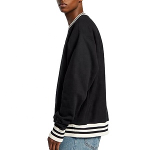 Cotton Oversize Plus Size Stripe Ribbing Wholesale Custom Logo Mens Crew Neck Stylish Fashion Casual Wear <b>Sweatshirts</b> - Product Image 3