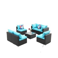 Ensembles de meubles de patio extérieur en rotin, canapés de jardin avec fonctions pivotantes et extensibles, canapé-lit de villa