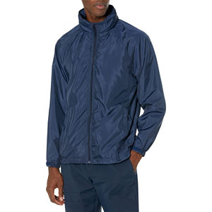 Chaquetas cortavientos con diseño de logotipo personalizado para hombre, chaqueta cortavientos de lona con cremallera estilo callejero con cuello levantado - Product Image 2