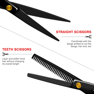 Conjunto de corte de pelo para peluquería, tijeras de corte de pelo negras, peine pequeño, Kit profesional de peluquero para salón y hogar, venta al por mayor - Product Image 2