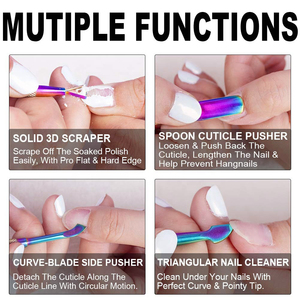 Empujadores de cutículas de acero inoxidable, recubrimiento de Color arcoíris, multicolor, cutículas, cuchara, removedor - Product Image 3