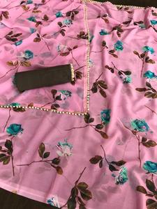 Vêtements pour femmes, tissu Georgette avec bordure en dentelle de perles et pièce assortie - Product Image 2