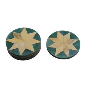 Posavasos de madera con forma redonda para servir té, Juego de 4 posavasos decorativos de madera - Product Image 1