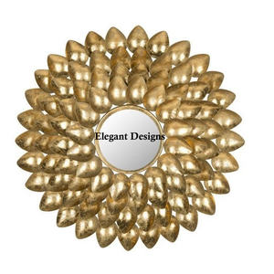 Nouvel arrivage de miroir mural élégant en métal de designer miroir fantaisie en gros de designer attrayant miroir mural design de fleurs le plus vendu - Product Image 4