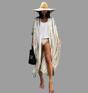 Cover up Kimono de plage 2022 coton, longue robe style Boho, teinture cravate à la main, nouveauté 100% - Product Image 2