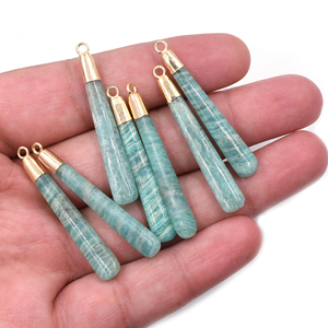 Amazonita 40-42mm con fianza forma de gota alargada 14K chapado en oro colgante piedras preciosas hallazgos de joyería signo del zodiaco Virgo - Product Image 5