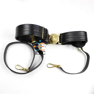 OEM Officer Ceremonial Sword Belt Customized Black Leather with a Gold Plated Buckle Custom Law Enforcement Duty Belts Leather