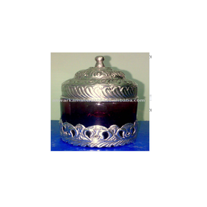 Jarra de metal plateado y vidrio para dulces - Product Image 2