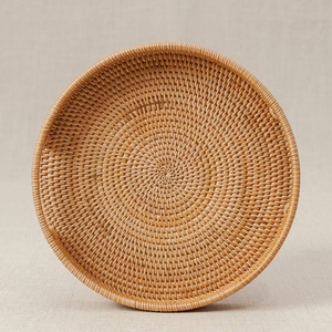 ชุดถาดหวายวีกรีนอาร์ตทรงกลมสองใบ สไตล์เรียบง่าย ทำด้วยมือ พร้อมหูจับ ขนาดและรูปทรงตามสั่ง สีธรรมชาติ - Product Image 4