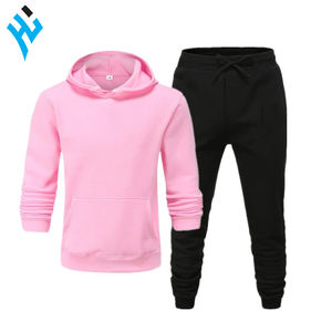 Wholesale Winter Cotton Fleece Pullover Hoodies &Jogger Custom Logo Blank Oversize <b>Plain</b> Sports <b>Tracksuits</b> for Men - Product Image 5