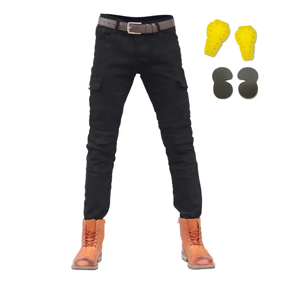 Calça jeans masculina personalizada, calça jeans azul para motociclista