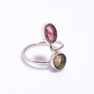 Anillos de Moda de Estilo Étnico con Turmalina, Joyería de Compromiso y Boda, Anillos de Eternidad Vermeil Hechos a Mano - Product Image 5
