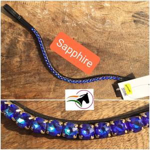 Frontalera de Cuero Lacado Personalizada para Caballo con Pedrería de Zafiro, Sistema de Gancho y Bucle Trasero Abierto para un Cambio Rápido y Fácil - Product Image 5