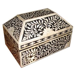 Caja de Almacenamiento Cuadrada de Madera BS INTERNATIONAL con Incrustaciones de Patrones Cuadrados, Organizador de Joyas para Navidad - Product Image 6