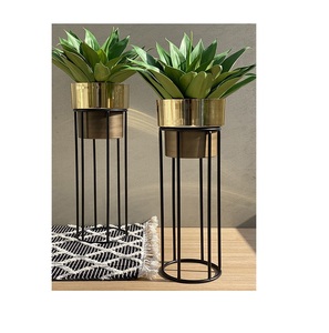 Black Powder Coated Iron <b>Stand</b> and Eco-Friendly Modern Contemporary Decorative Planters for Indoor/Outdoor Use - Product Image 1
