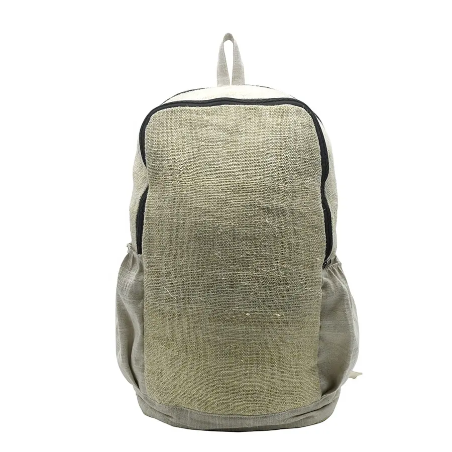 Mochila de cânhamo premium para laptop, mochila escolar unissex de formato oval altamente sustentável para caminhadas e trilhas diárias