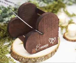 Wooden heart handle basket for wedding decoration and promotional gift home decor