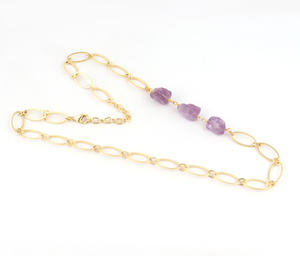 เครื่องประดับนำเทรนด์สร้อยสร้อยพลอยสีม่วงธรรมชาติสร้อยคอโซ่ประดับหินนำโชคประดับอัญมณีสร้อยคอโซ่หินธรรมชาติ - Product Image 4