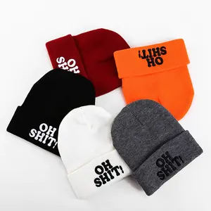 New Women's Bboy Hip-hop Warm Winter Hats Woolen Hat Ski Beanie Cap Cool Knitted Custom Desgin 100% Acrylic Plush Unisex Premium