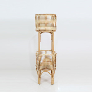 Support de pot en rotin naturel en forme de fleur de lotus - Grand pour l'intérieur - Product Image 2