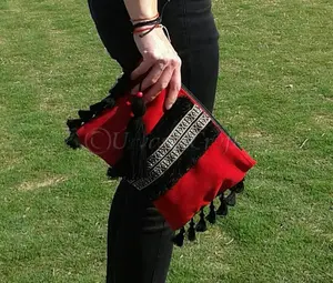 Red Bohemian Hippie Clutch Bag Met Fringe En Kwastje Etnische Stijl Vrouwen Handtassen