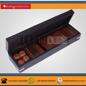 Jeu de dominos en bois et laiton avec boîte de rangement, jeu de société classique, jouet éducatif, décoration d'intérieur, bibelot - Product Image 4