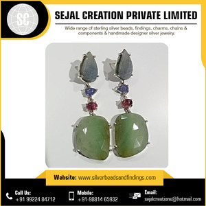 Wholesale Wholesale Design Round Shape 925 <b>Sterling</b> <b>Silver</b> Gemstone <b>Earring</b> FROM INDIAN SELLER and SUPPLIER - Product Image 2