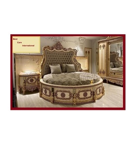 Ensemble de chambre à coucher classique sculpté à la main, lot de meubles en bois, lit rond - Product Image 1
