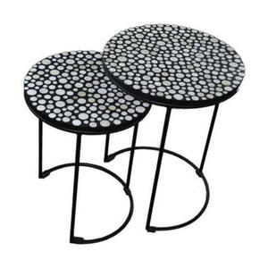 Ensemble de table basse extensible moderne et écologique B S International avec cadre en bois et incrustation en os de buffle, garantie de 3 ans - Product Image 1